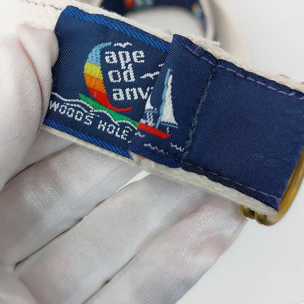 Childs Belt Cape Cod Canvas Sail Boat Navy Blue Weaved